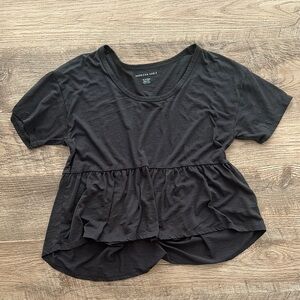 American Eagle Outfitters Black Peplum T-Shirt